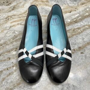 New THIERRY RABOTIN GAETA 2400 BLACK NAPPA LEATHER WHITE ELASTIC COMBO FLAT EU41